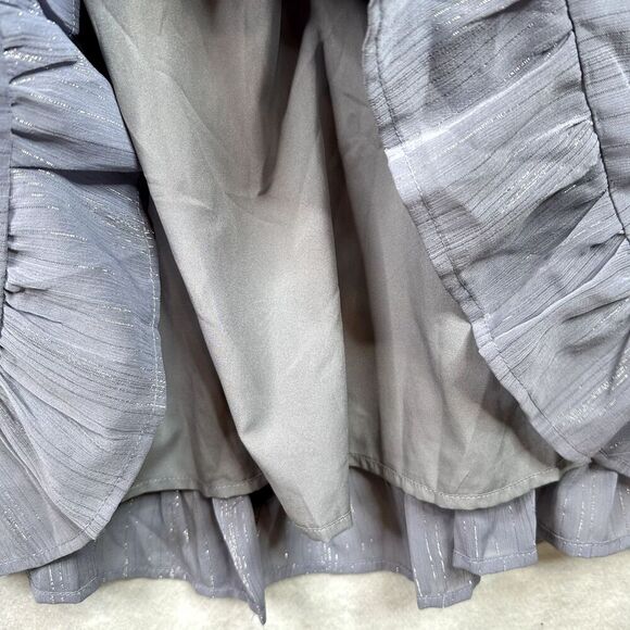 Heartloom‎ Noemi One Shoulder Ruffle Maxi Dress XL Purple Gray Stripe NWT - Picture 6 of 15